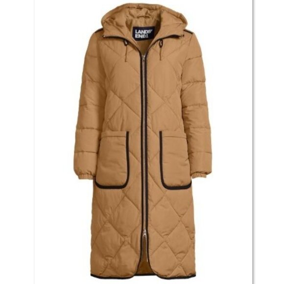 Land’s End Women's Plus Size Insulated Diamond Quilted Maxi Coat - Picture 1 of 7